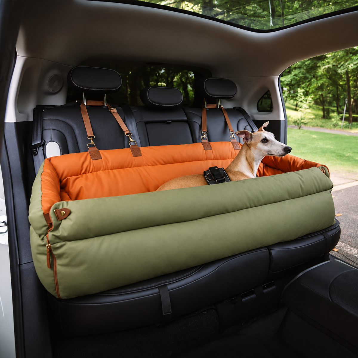 Siège Auto Surélevé pour Chien en Cuir Synthétique